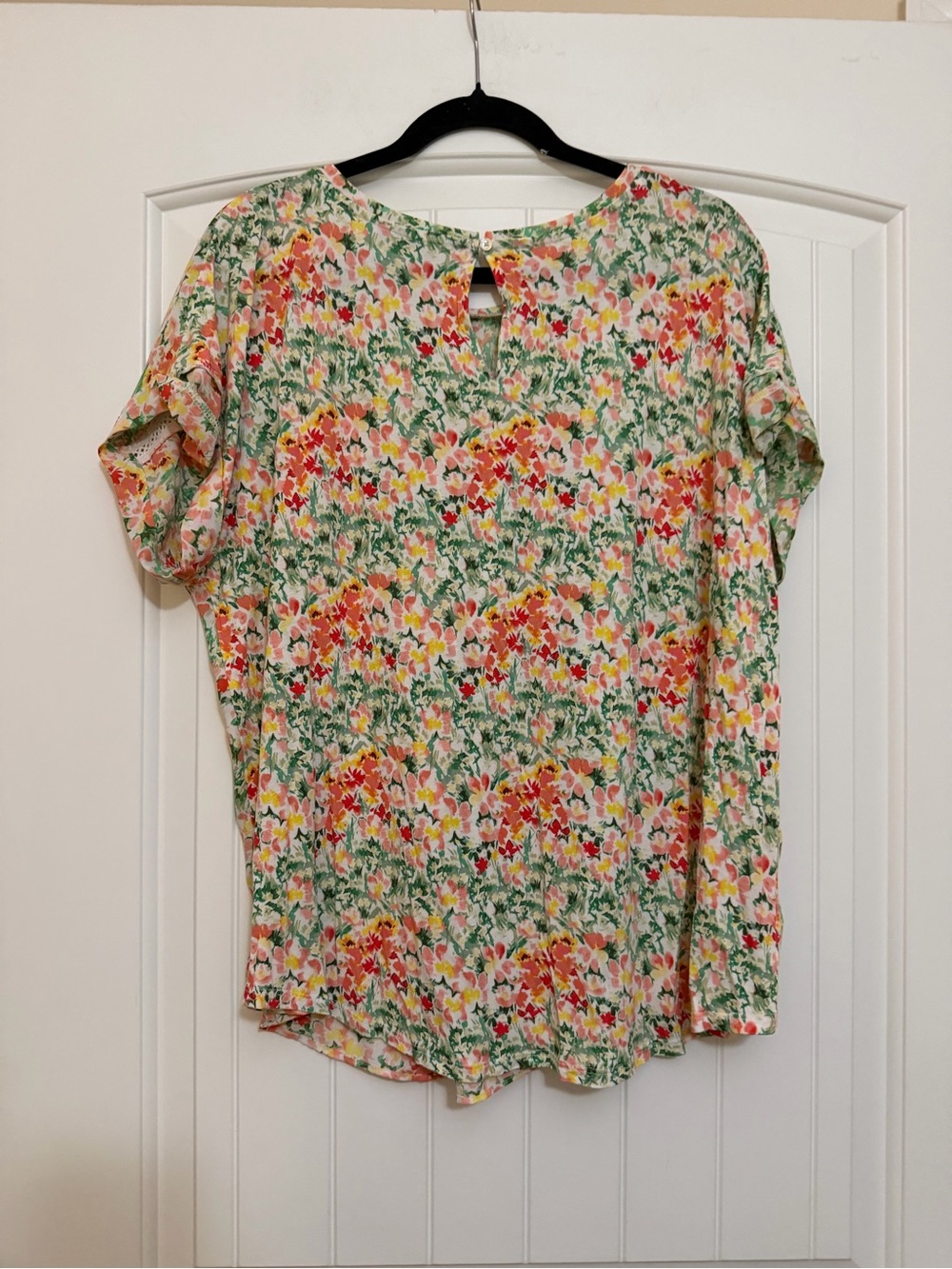 LOFT Floral Blouse in Green, Pink, Orange - Picture 5 of 16